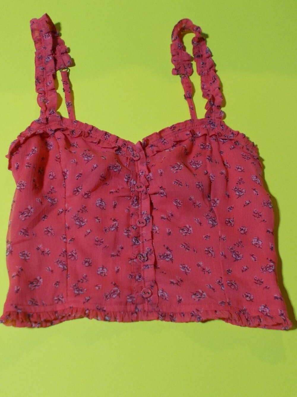 Abercrombie & Fitch Women Camisole Size XXS Coral Color Floral EUC
